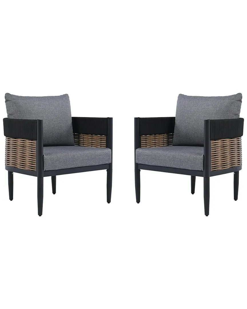 Harrison Set of 2 Accent Chairs with Cushions - Black, Steel