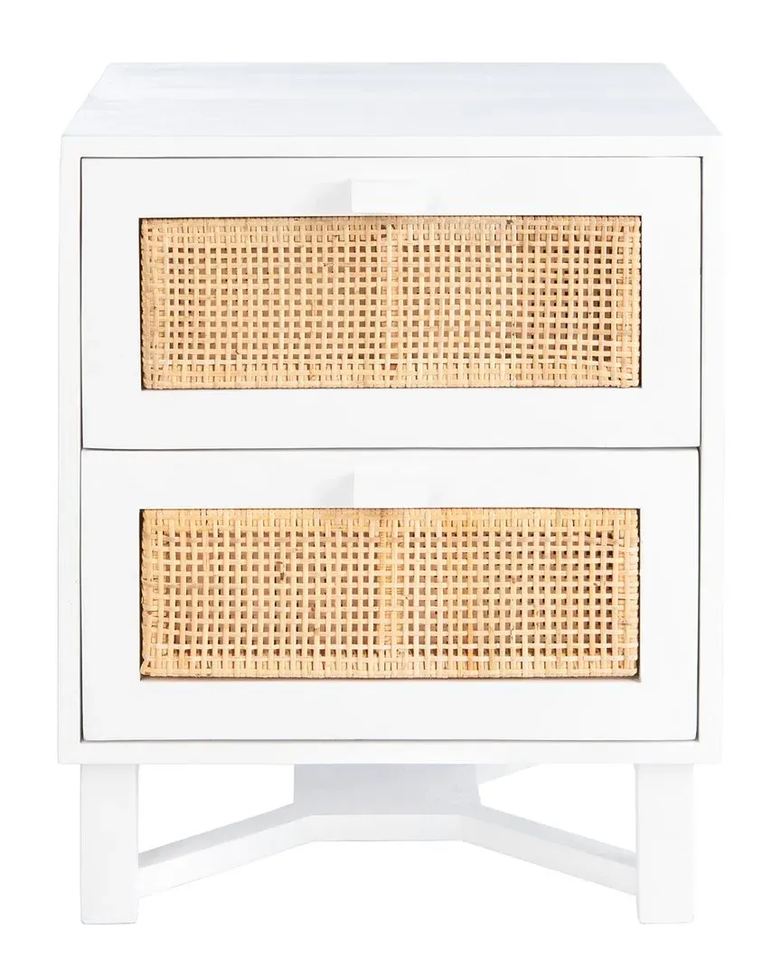 Hedwig 2-Drawer Nightstand - White, Mahogany