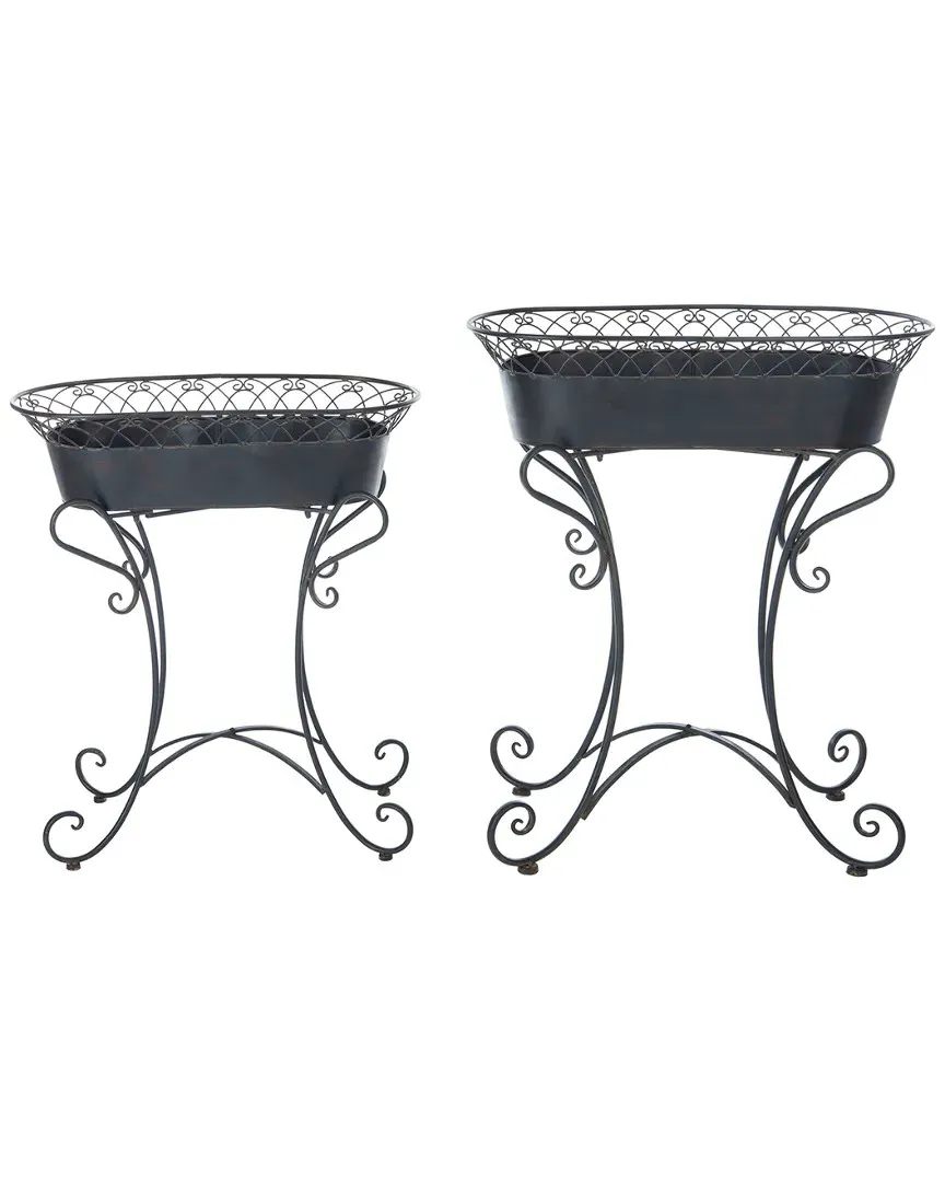 Hendrick Set of 2 Planters - Black, Metal