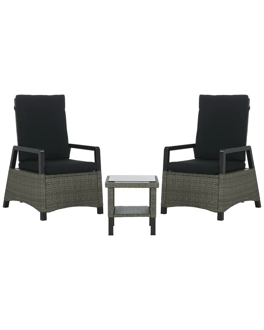 Herman 3-Piece Recliner Set - Grey Brown, PE Wicker