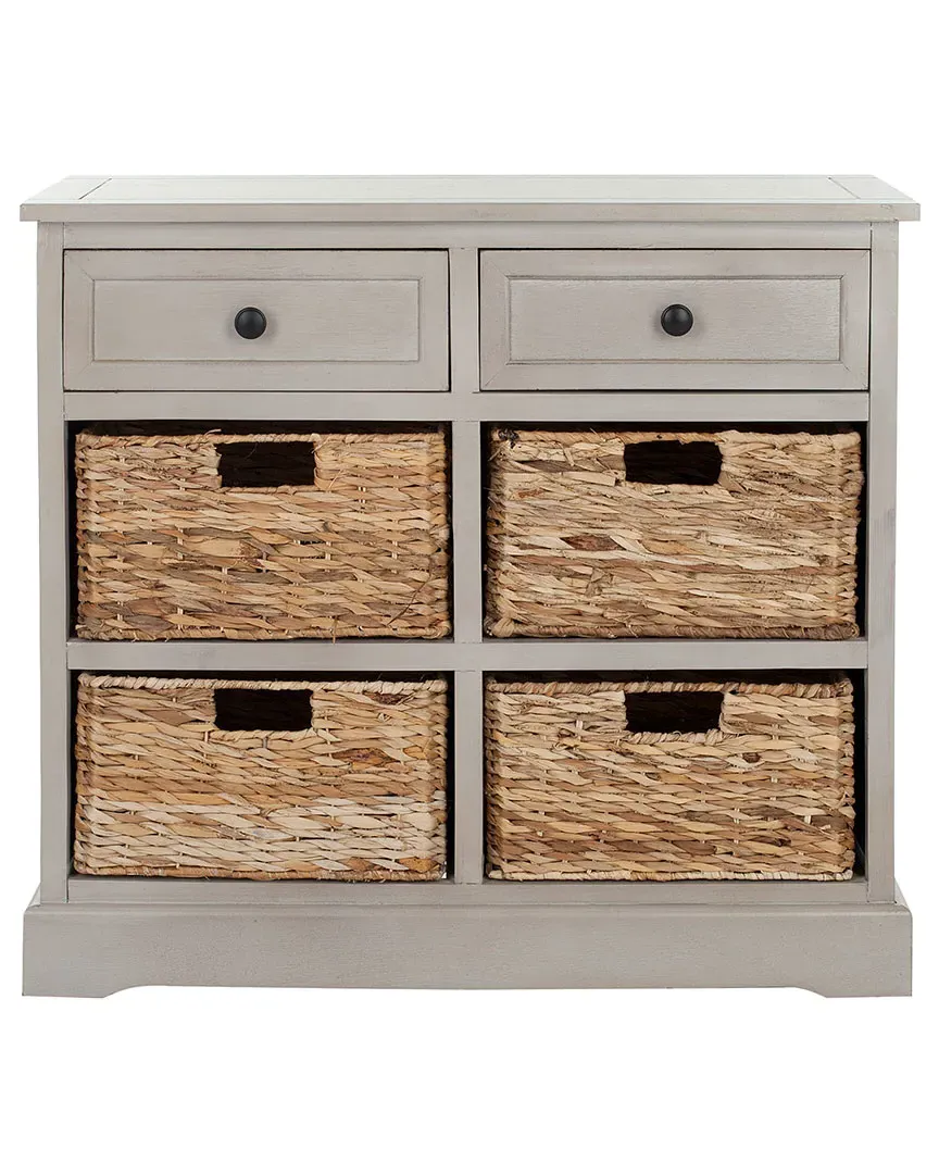 Herman Storage Unit with Wicker Baskets - Grey, Pine image