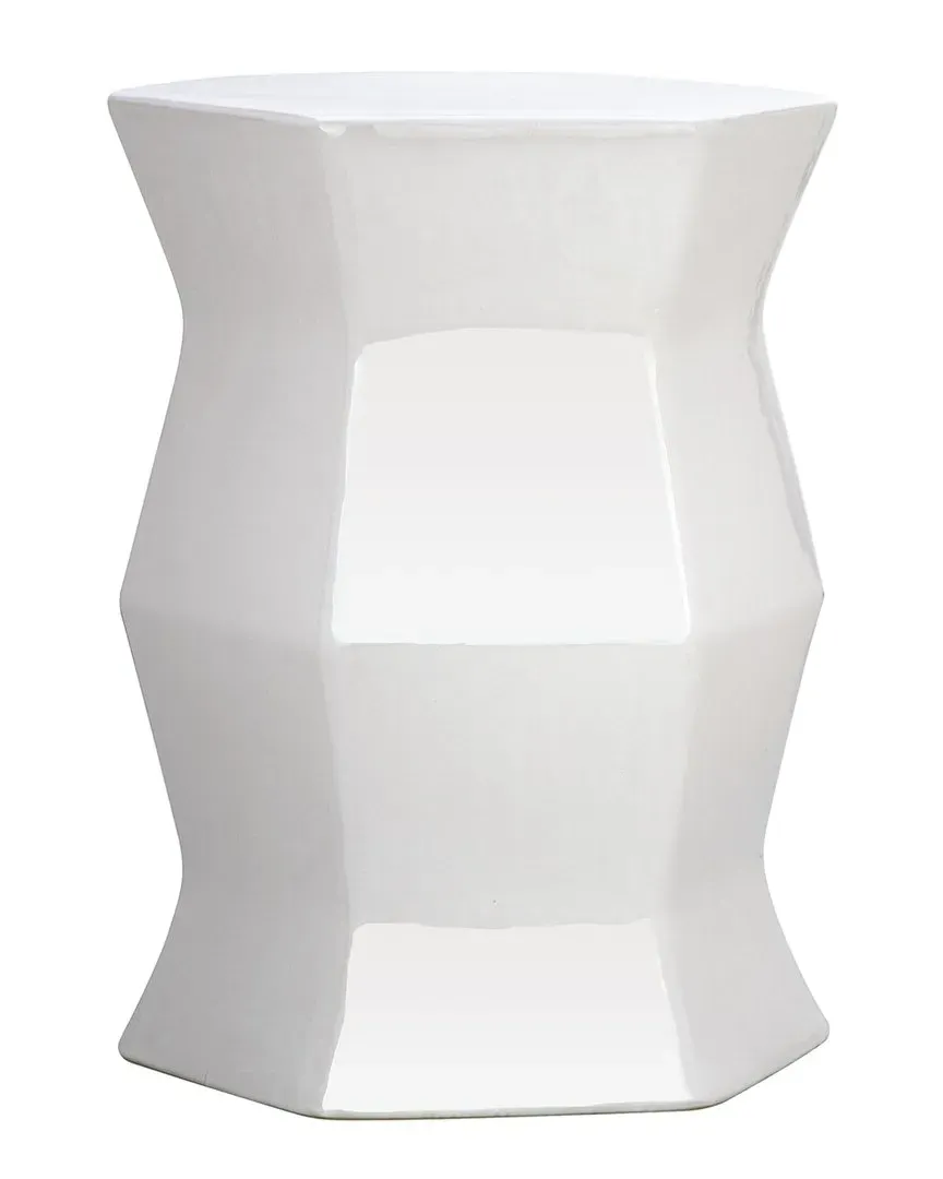 Hexagon Garden Stool - White, Ceramic image