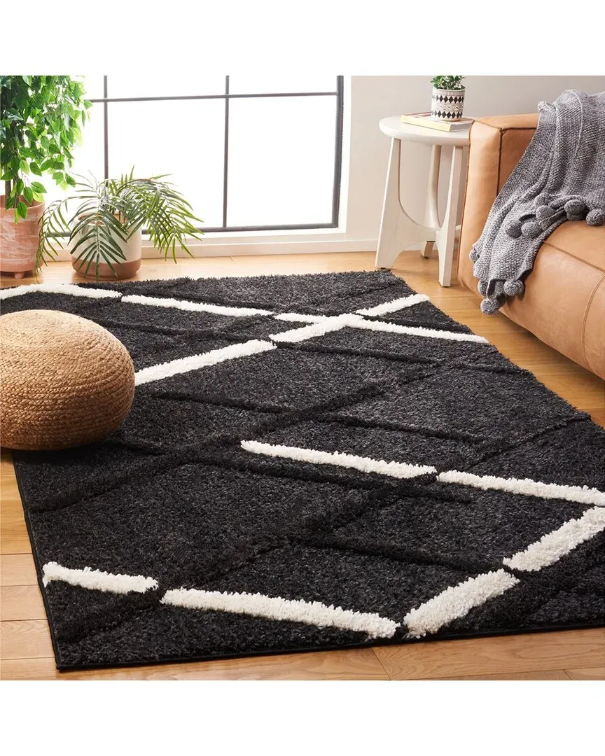 Hi-Lo Shag Power Loomed Rug - Charcoal