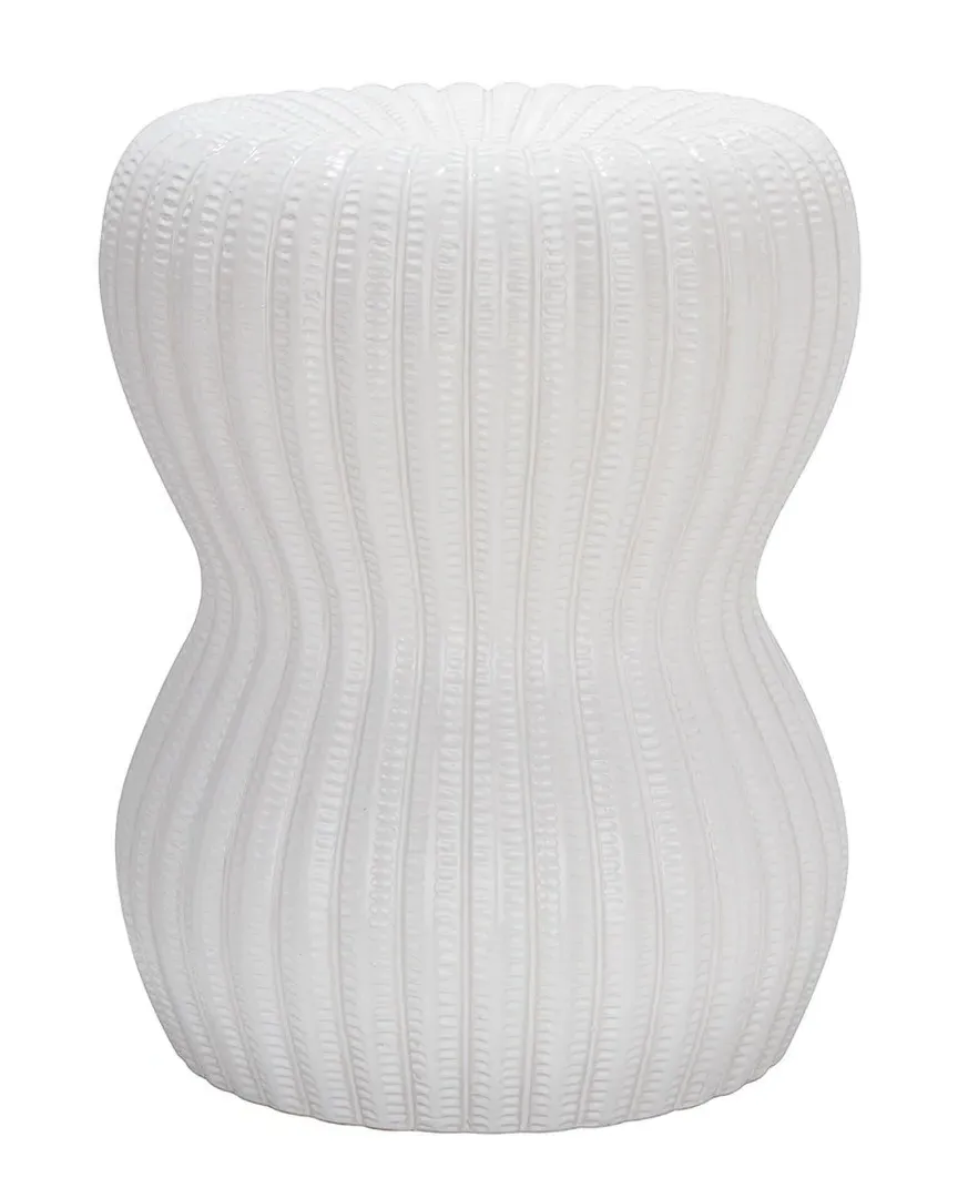 Hour Glass Garden Stool - White, Ceramic