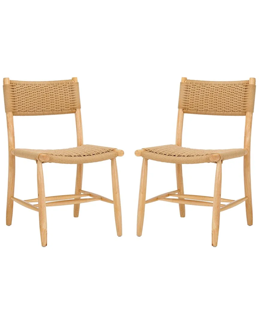 Hylos Set of 2 Rope Dining Chairs - Natural, Wood