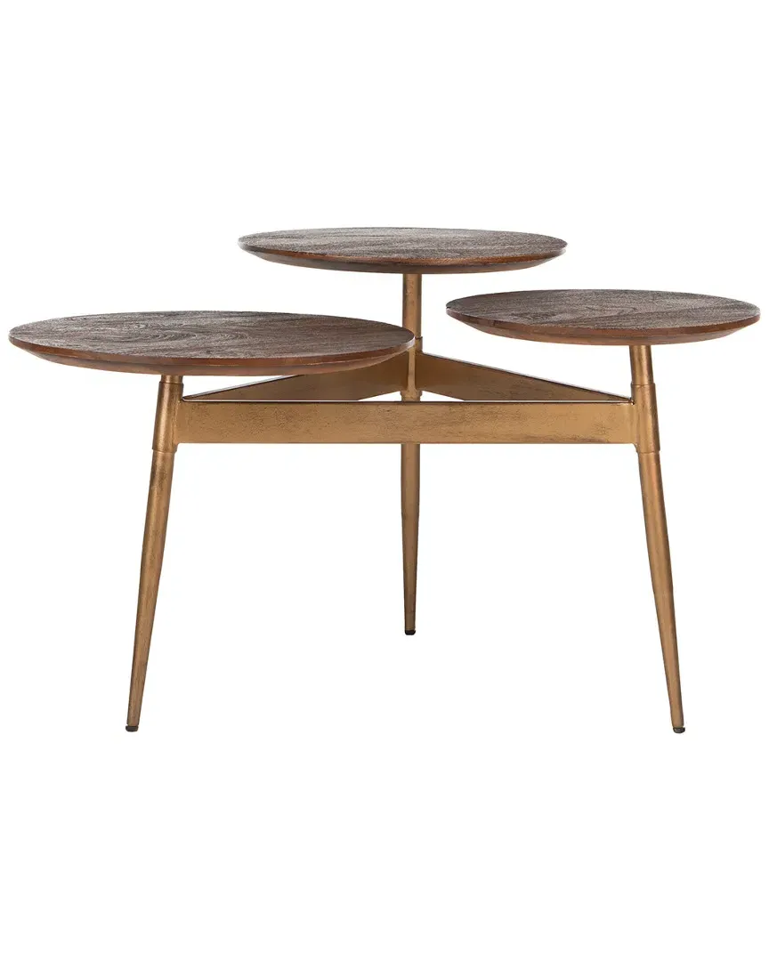 Ian 3-Circle Accent Table - Rustic Honey, Gold image