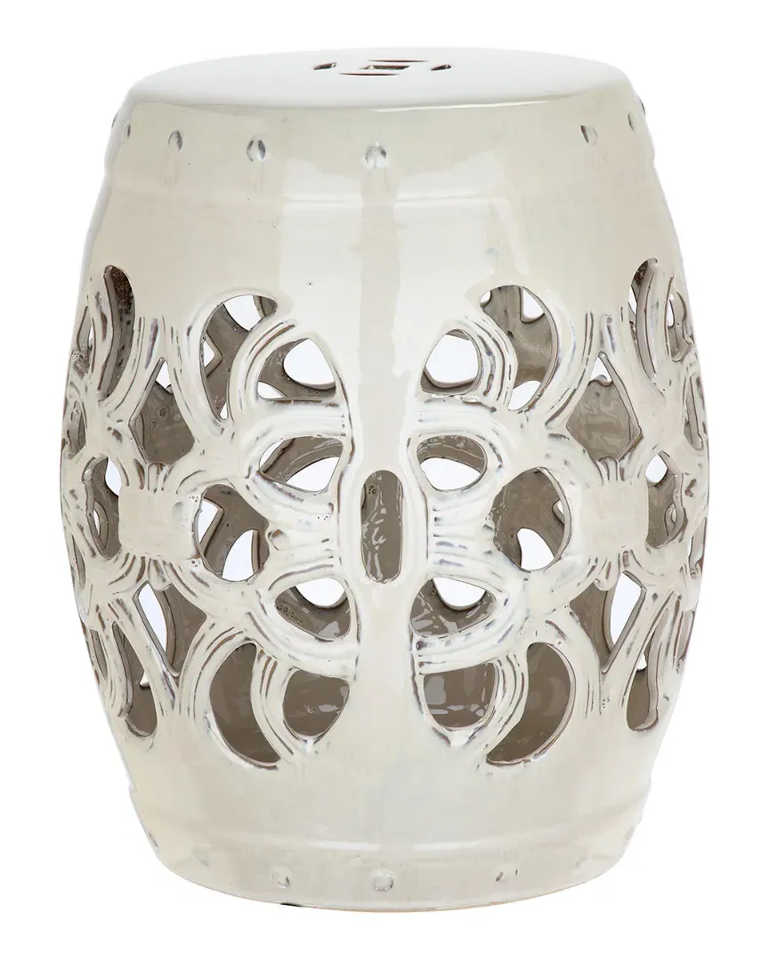 Imperial Vine Garden Stool - Cream, Glazed Ceramic image