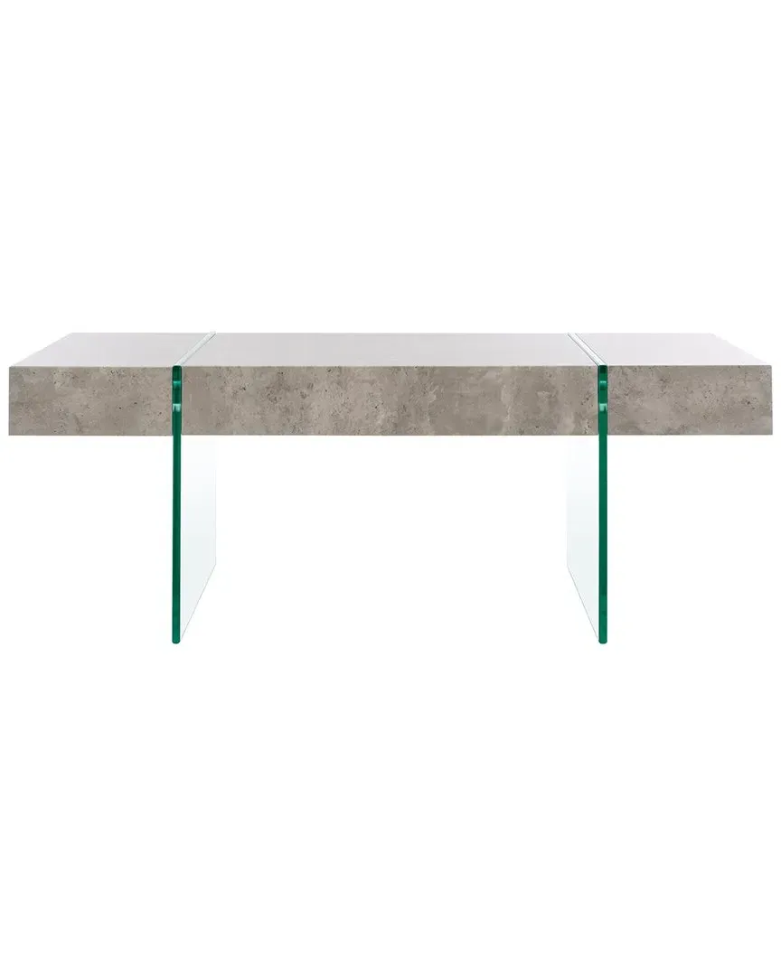 Jacob Rectangular Coffee Table - Light Concrete, Glass