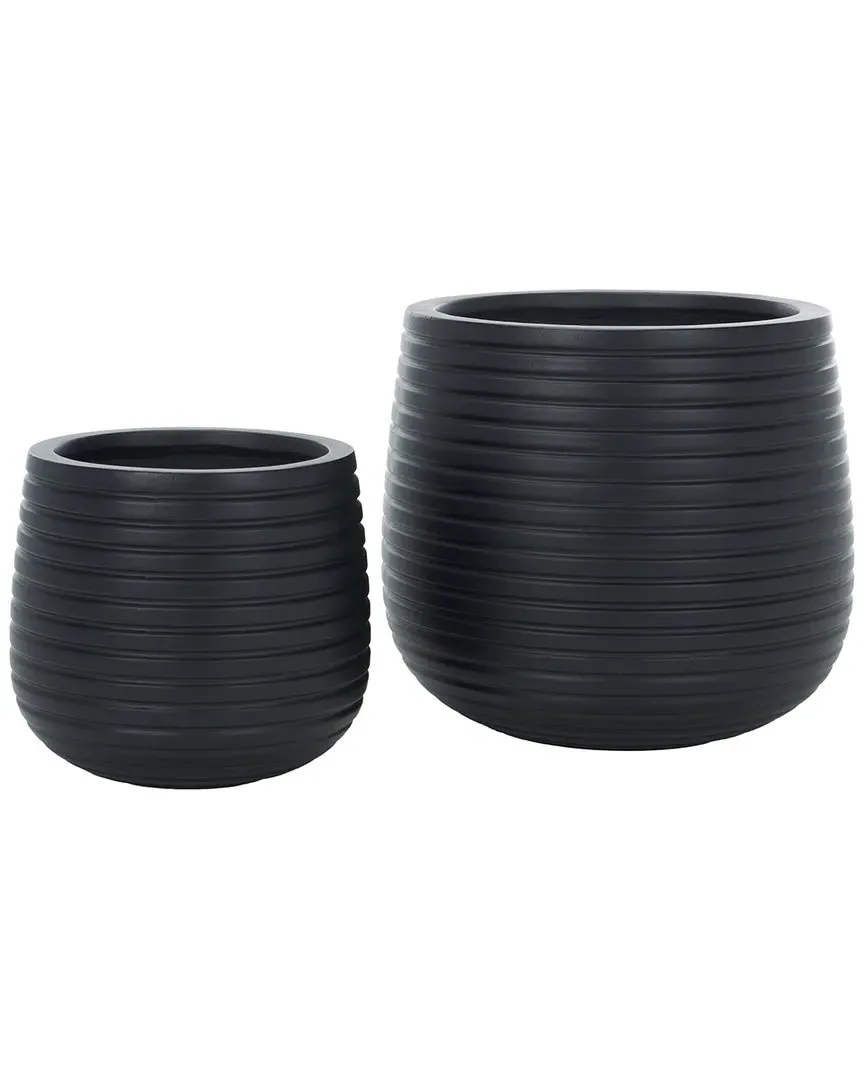 Jasper Set of 2 Planter Pots - Black, Ficonstone image