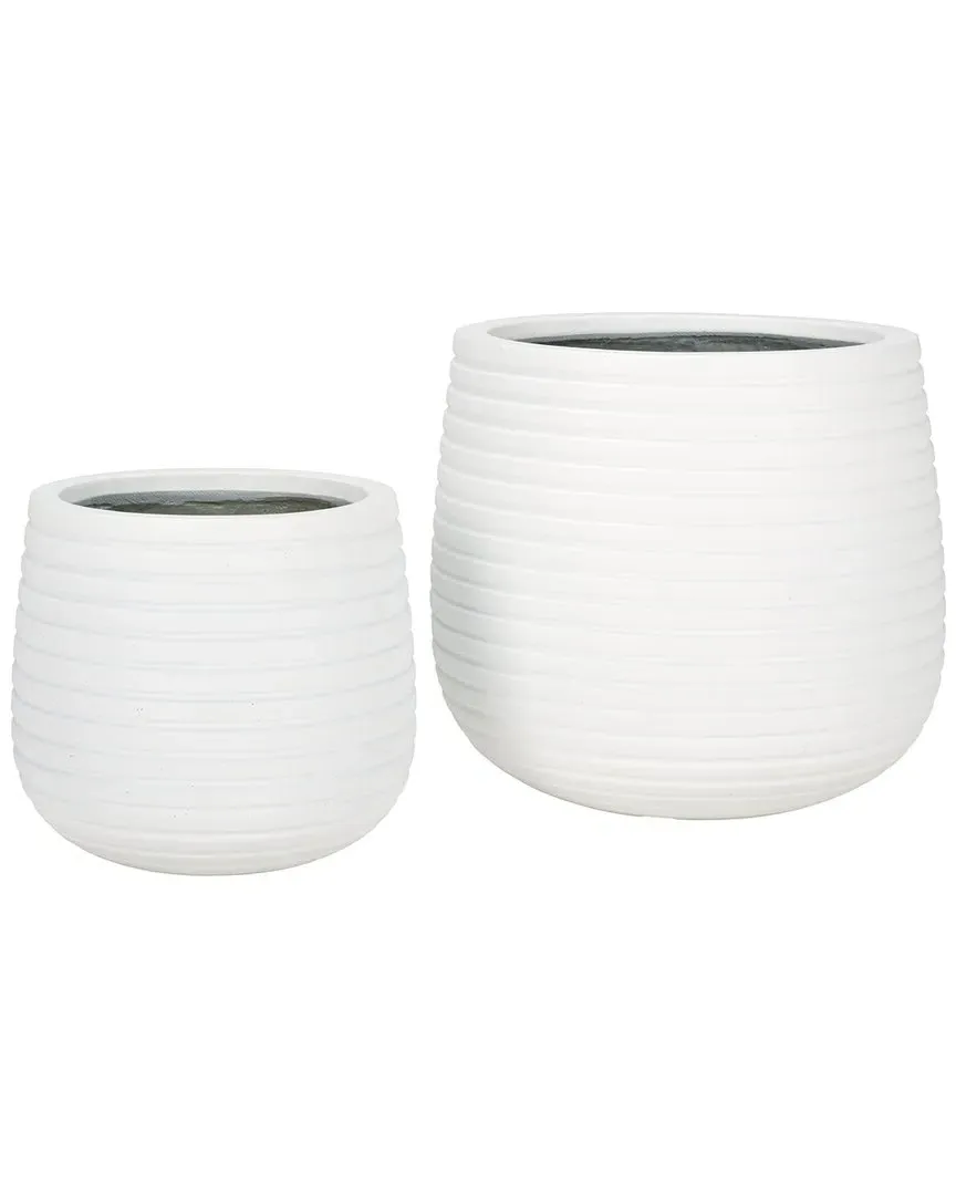 Jasper Set of 2 Planter Pots - White, Ficonstone