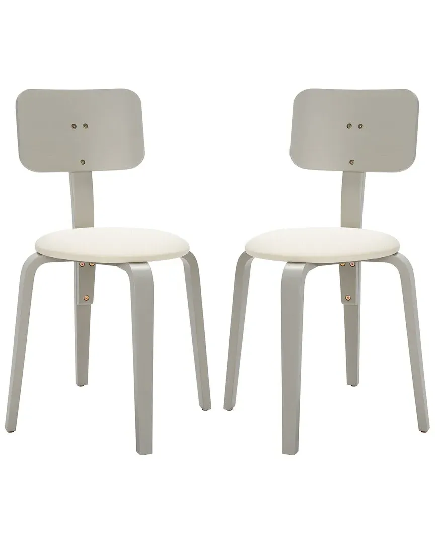 Jo Set of 2 Stackable Dining Chairs - Grey, Wood