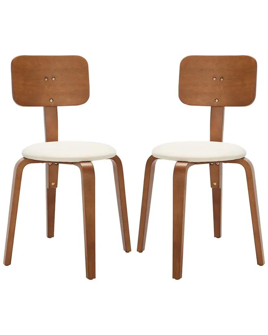 Jo Set of 2 Stackable Dining Chairs - Walnut, Wood