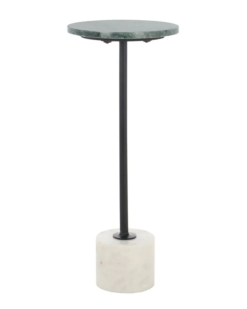 Karik Round Side Table - Dark Green, Marble image