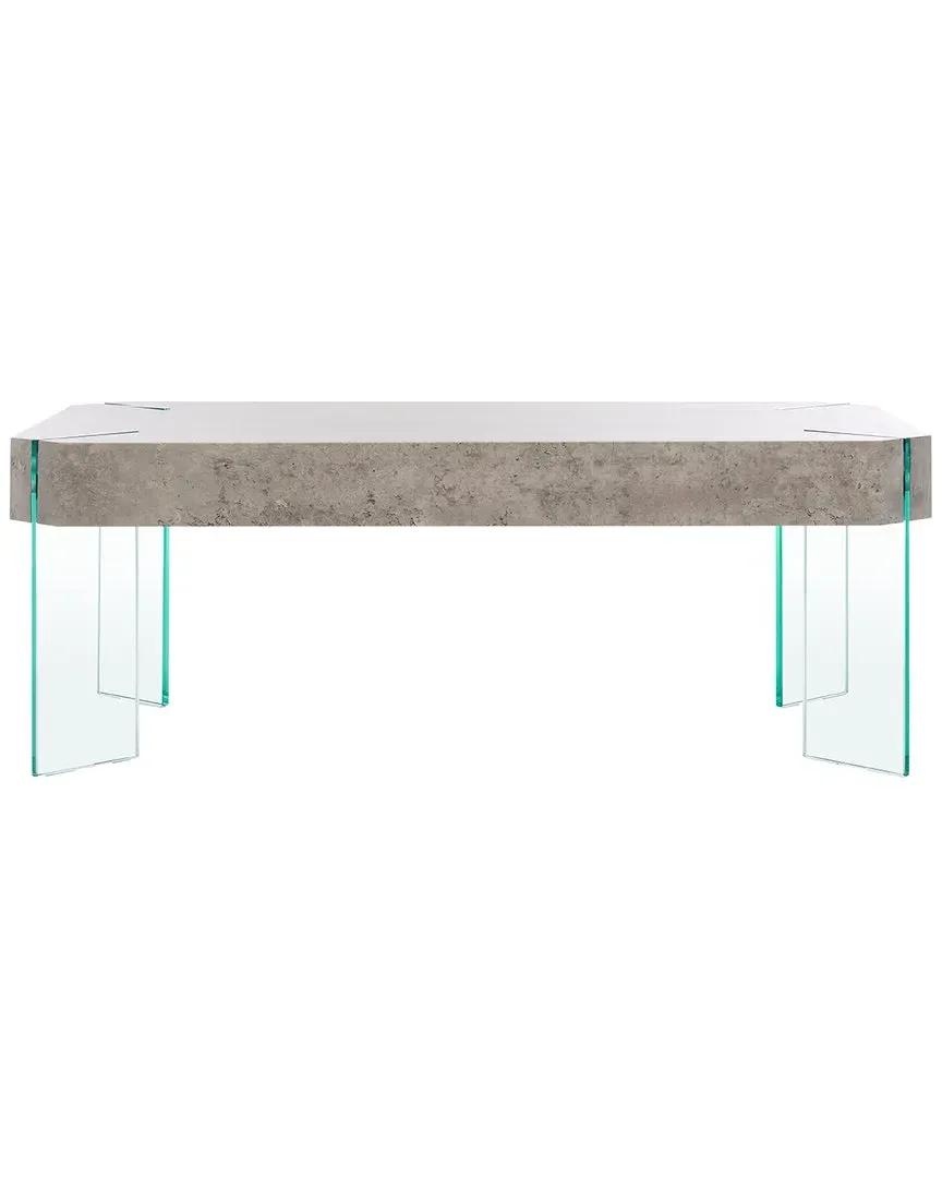 Katelyn Rectangular Coffee Table - Light Concrete, Glass image