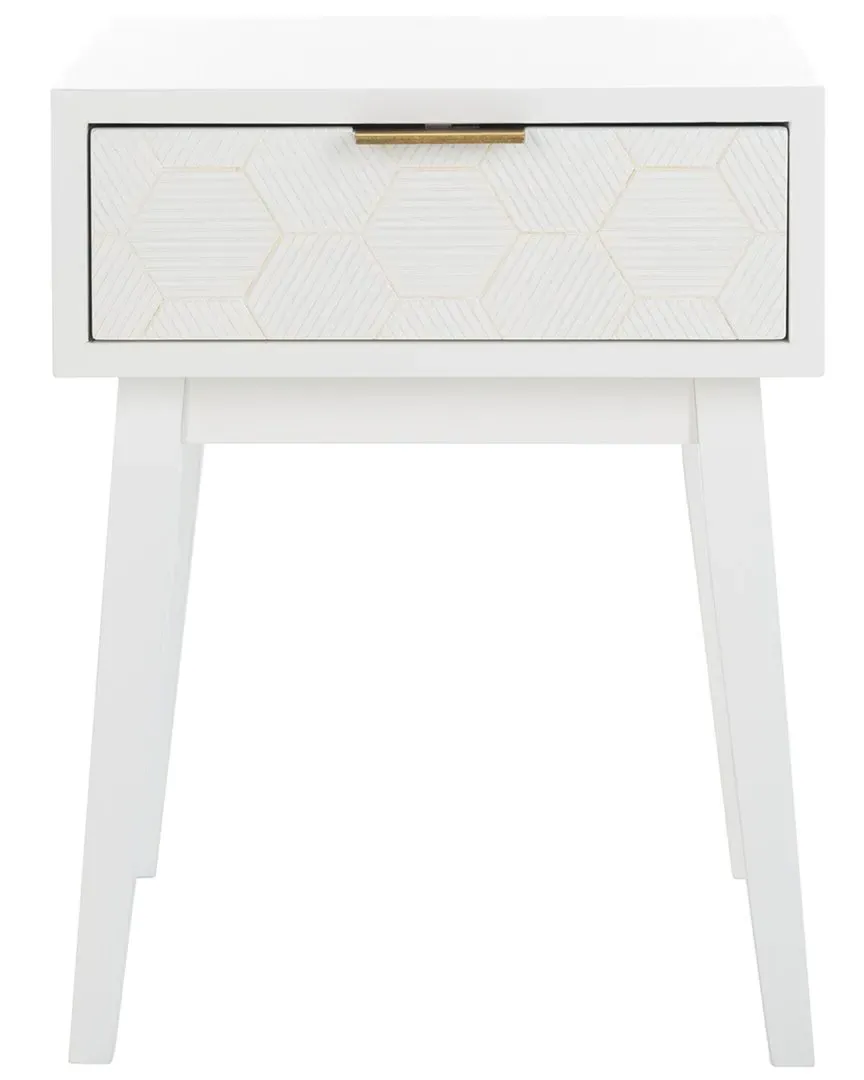 Keya 1-Drawer Accent Table - White, Bayur Wood