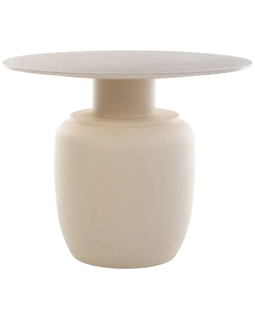 Kielh Tall Round Side Table - Beige, Ceramic