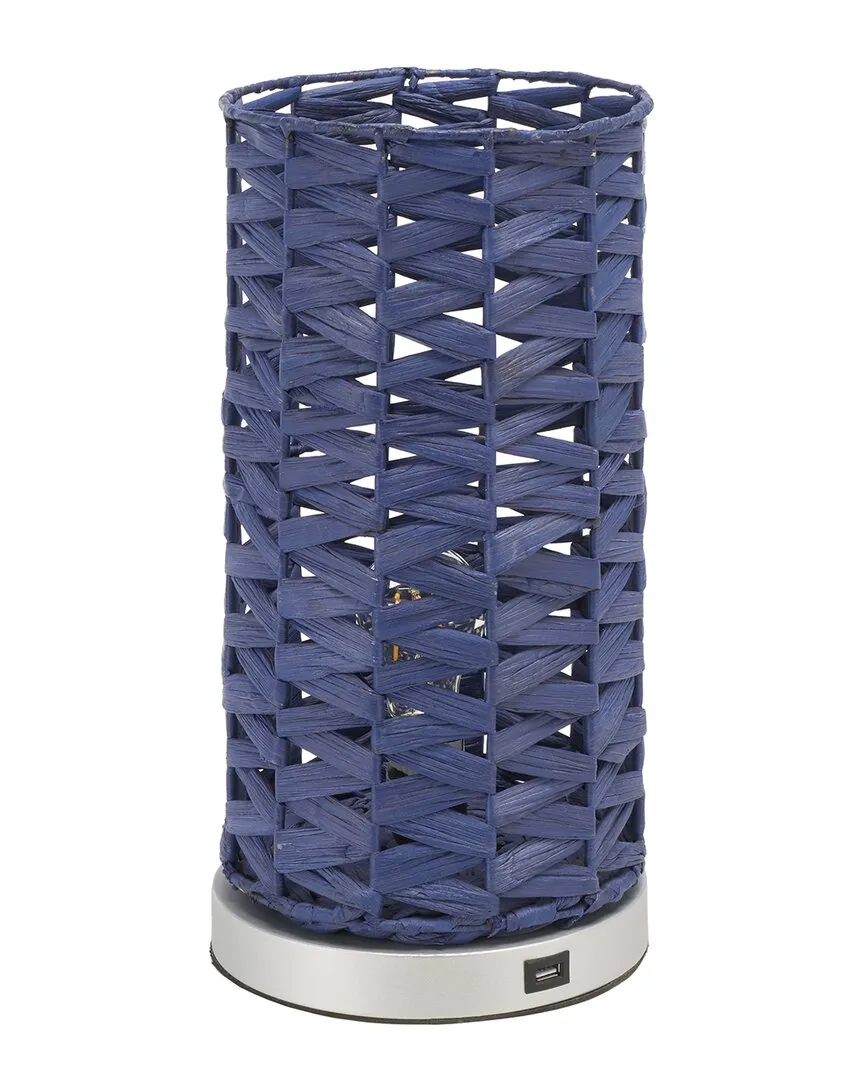 Kirin 15in Table Lamp with USB - Chrome Blue, Water Hyacinth image