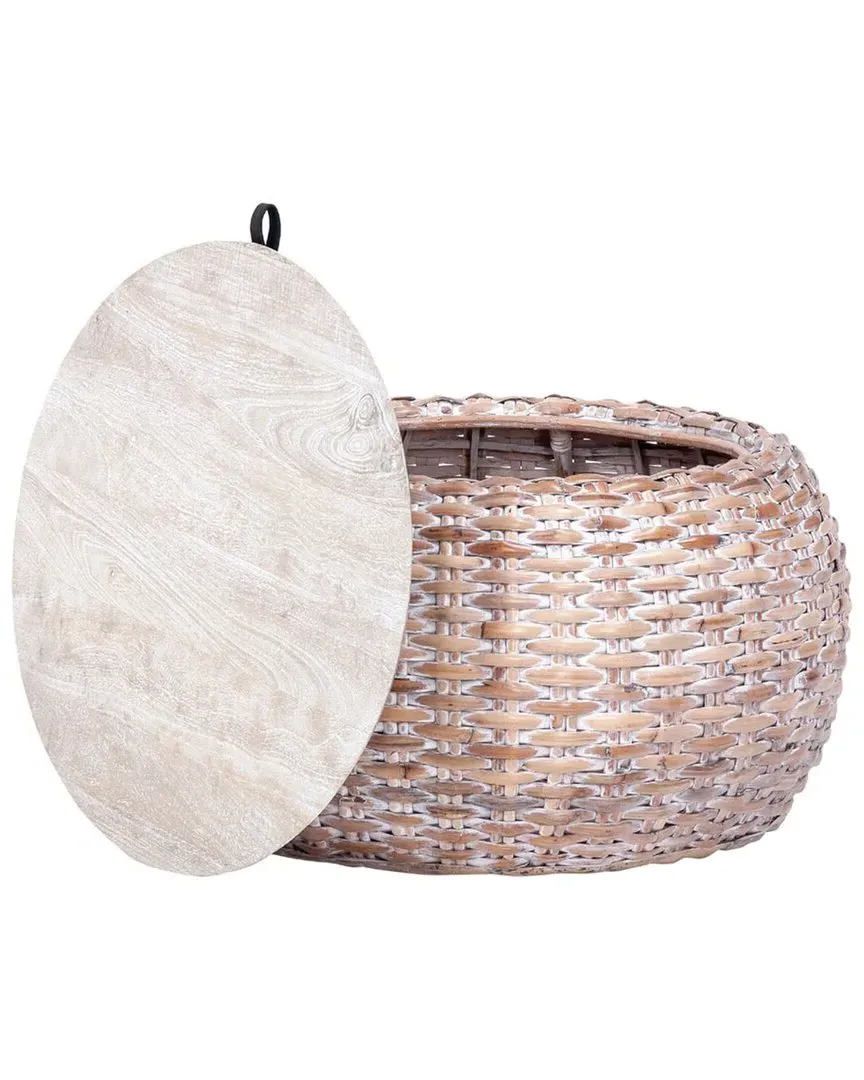 Klarysa Wood and Rattan Coffee Table - Natural White Wash