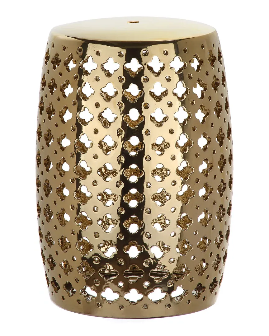 Lacey Garden Stool - Gold, Glazed Ceramic
