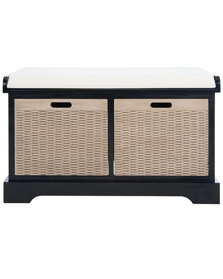 Landers 2-Drawer Cushioned Storage Bench - Black, Wood