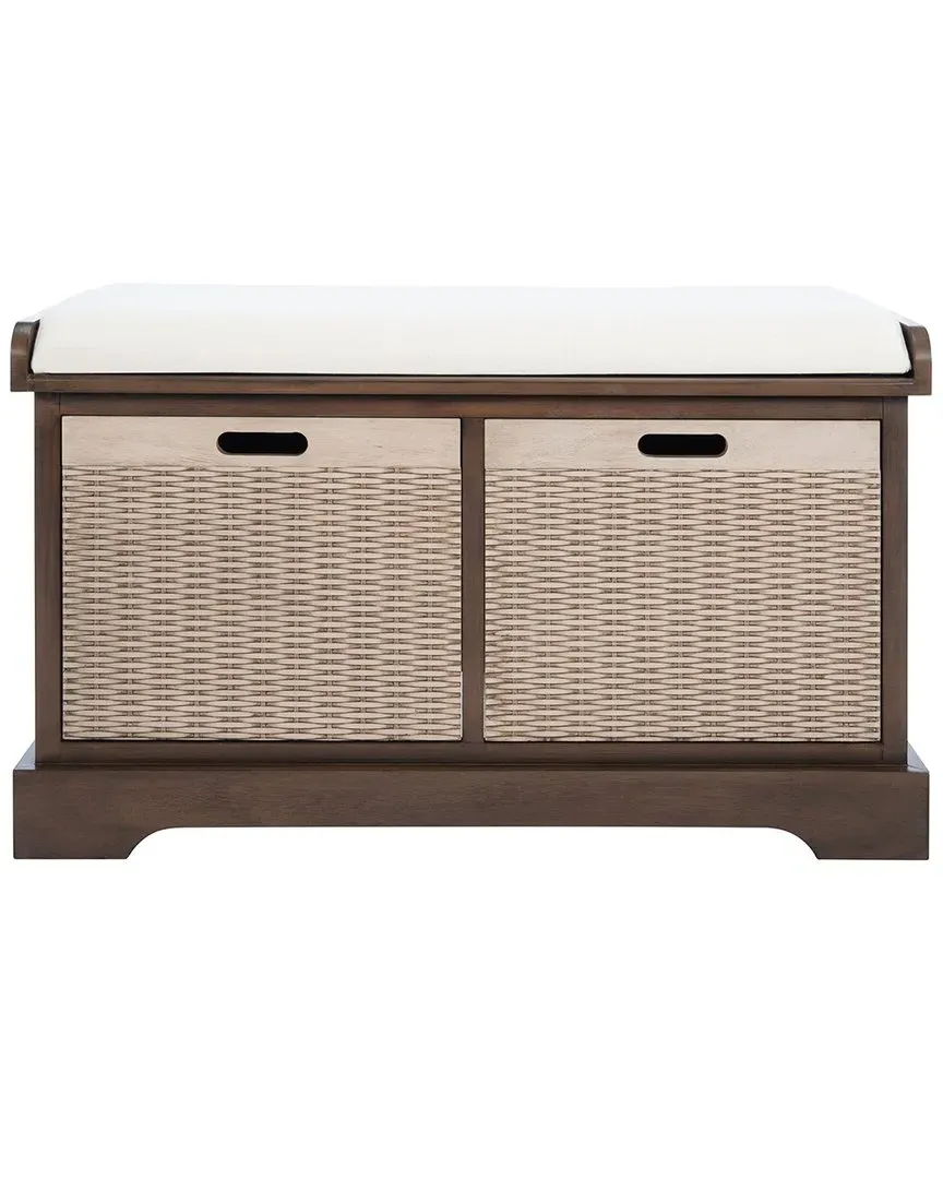 Landers 2-Drawer Cushioned Storage Bench - Brown, Wood