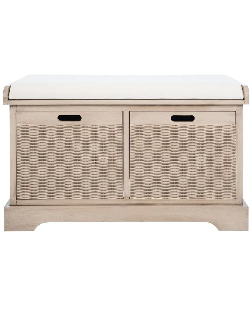 Landers 2-Drawer Cushioned Storage Bench - Sand, Wood image