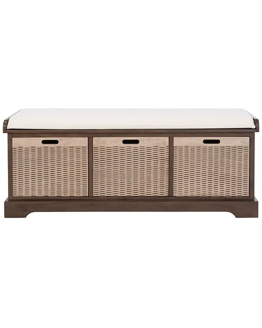 Landers 3-Drawer Cushion Bench with Storage - Brown, Pine image