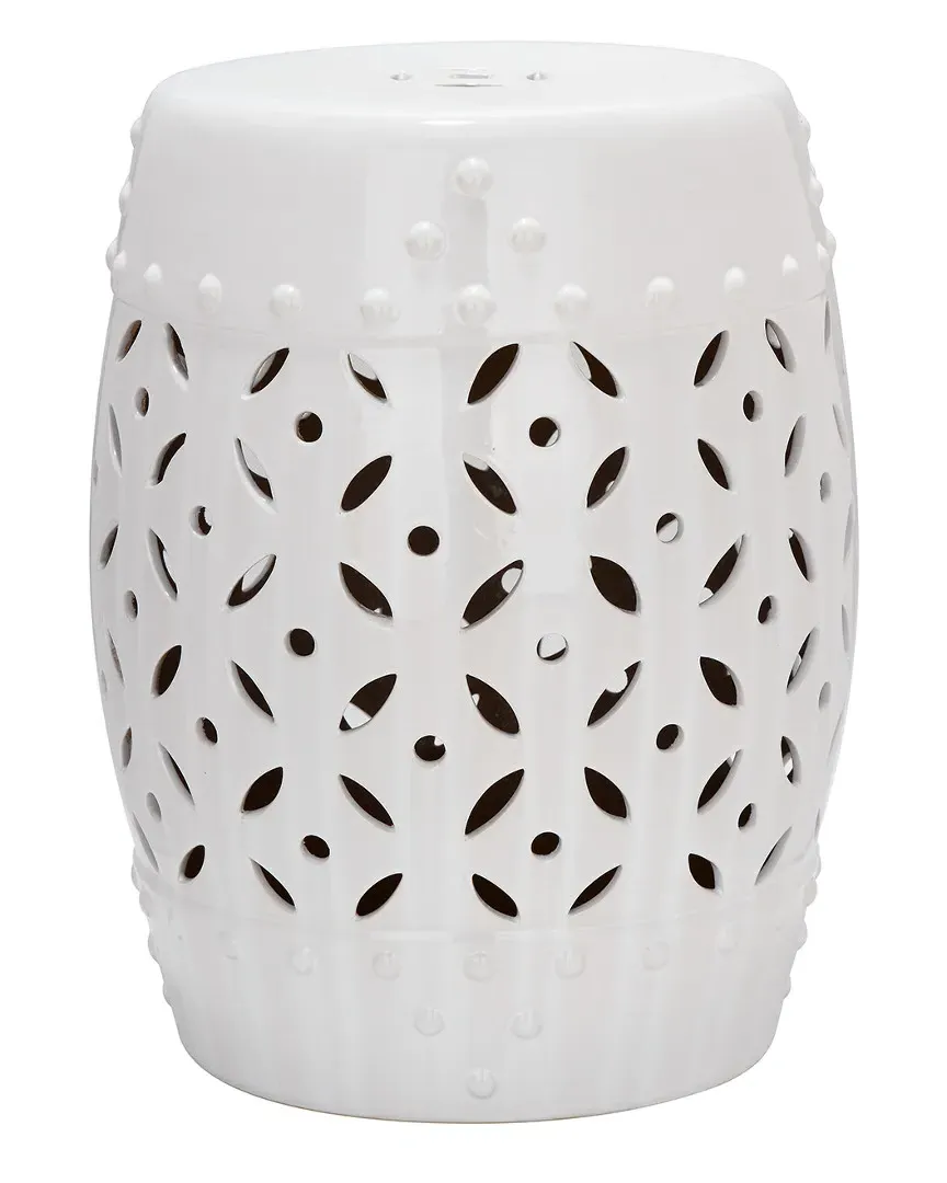 Lattice Coin Garden Stool - White, Ceramic