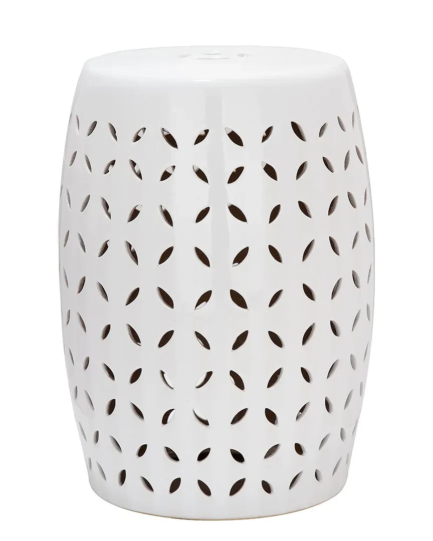 Lattice Petal Garden Stool - White, Ceramic