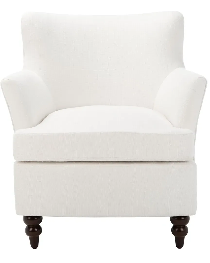Levin Accent Chair with Turned Feet - White, Linen