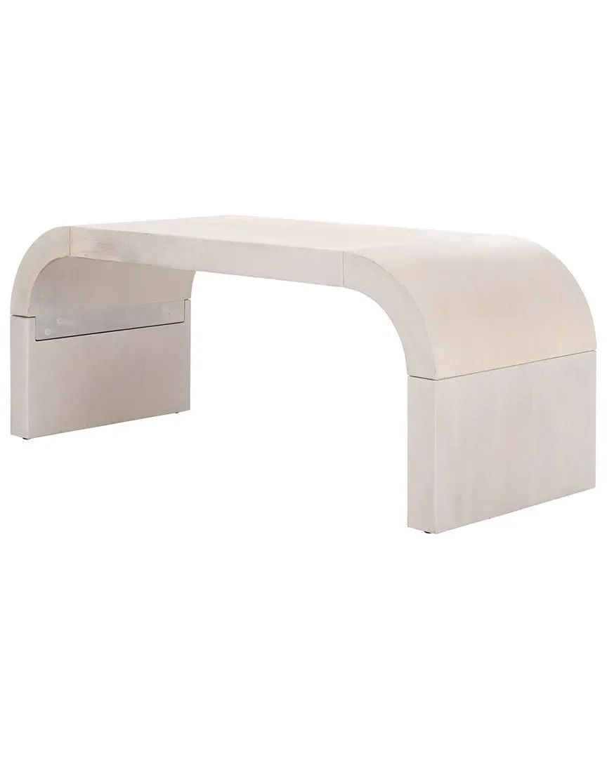 Liasonya Curved Coffee Table - White Washed, Wood image