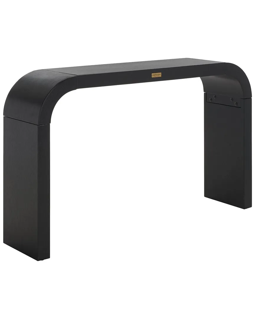 Liasonya Curved Console Table - Black, Okume Wood