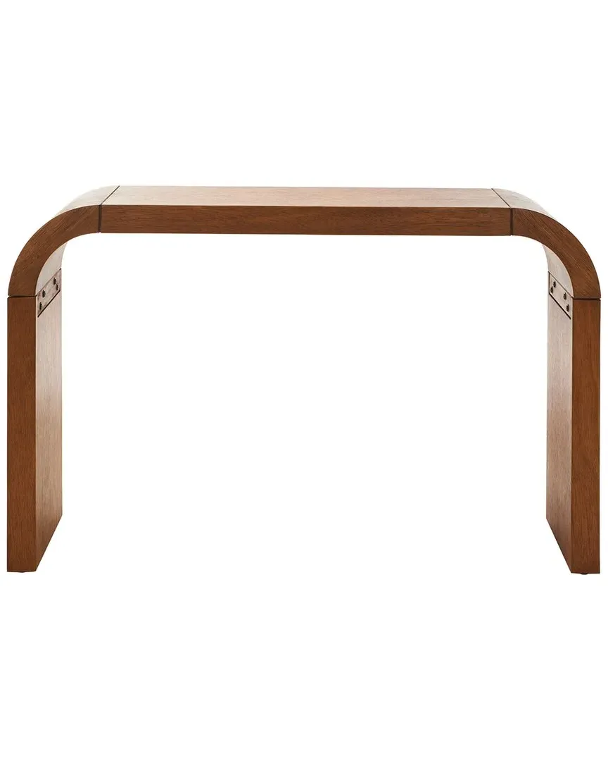 Liasonya Curved Console Table - Natural, Okume Wood