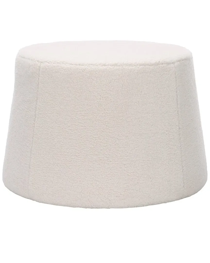 Liesel Wide Flared Ottoman - Ivory, Sherpa