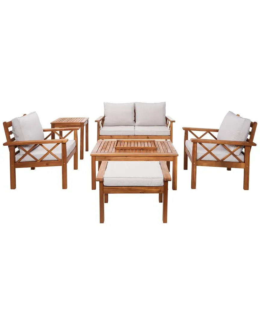 Loanna 6-Piece Outdoor Living Set - Light Grey, Wood