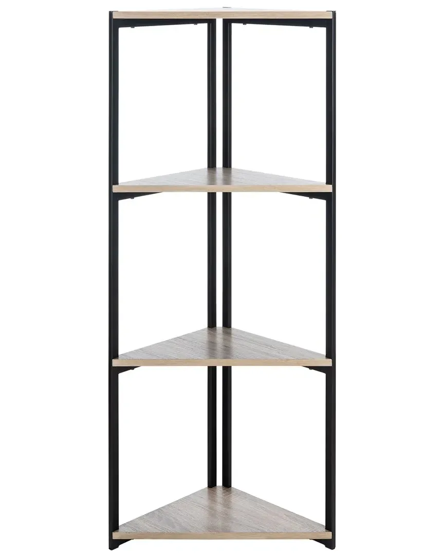 Logan 4-Tier Corner Bookshelf - Light Grey Oak, Metal image