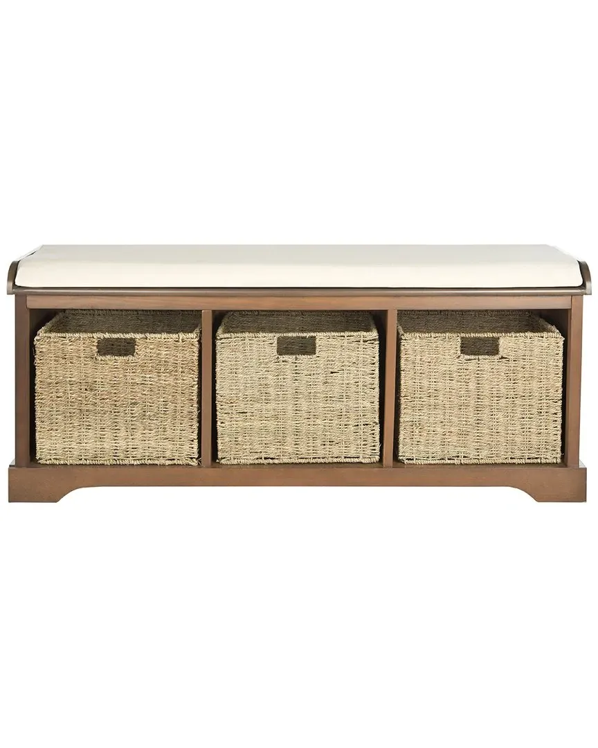 Lonan Storage Bench with Baskets - Brown, Pine image