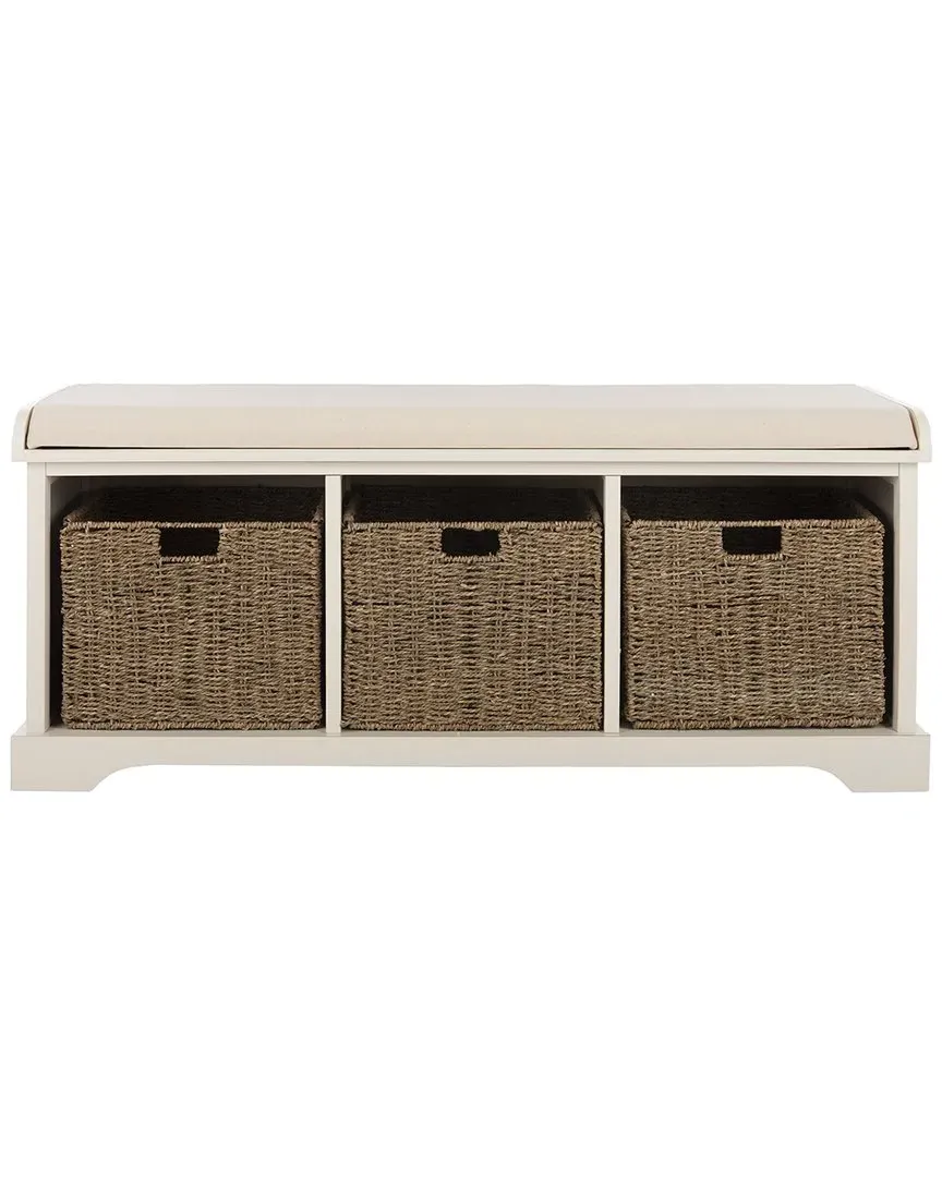 Lonan Storage Bench with Baskets - White, Pine
