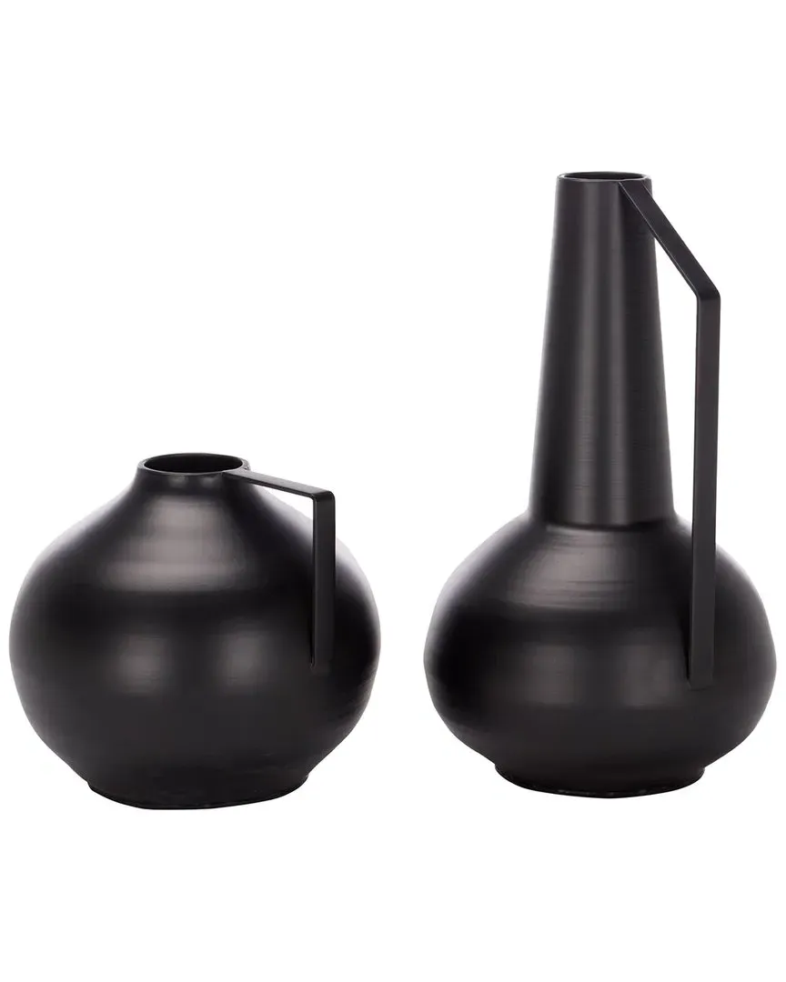 Luca Set of 2 Iron Vases - Black, Iron