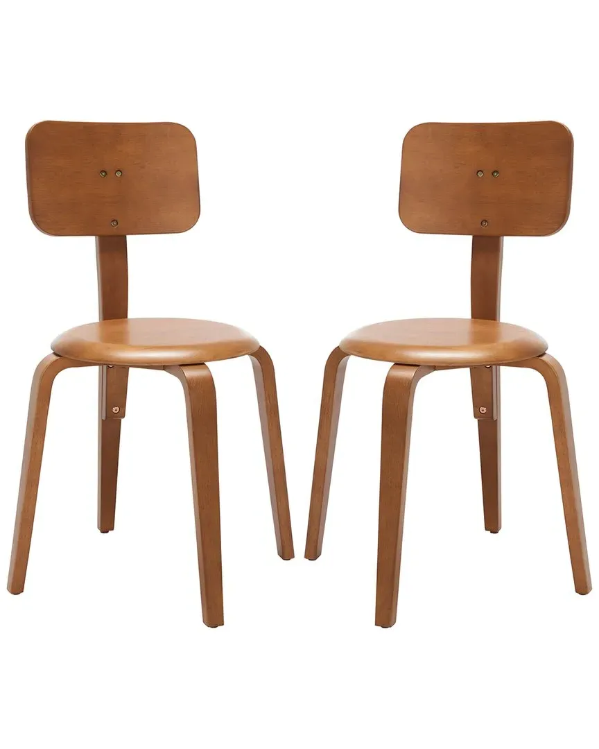 Luella Set of 2 Stackable Dining Chairs - Walnut, Wood