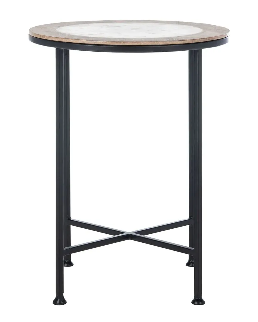 Lumi Agate Accent Table - White Marble, Wood image