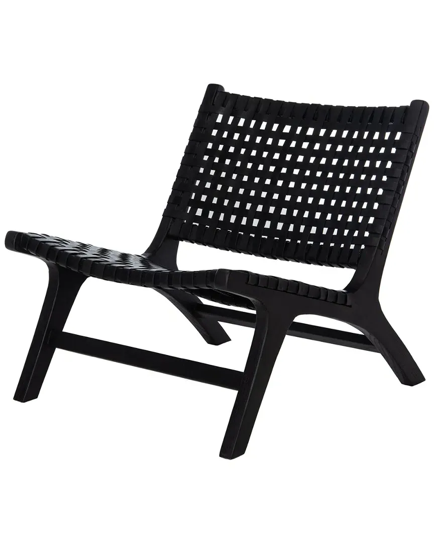 Luna Leather Woven Accent Chair - Black image