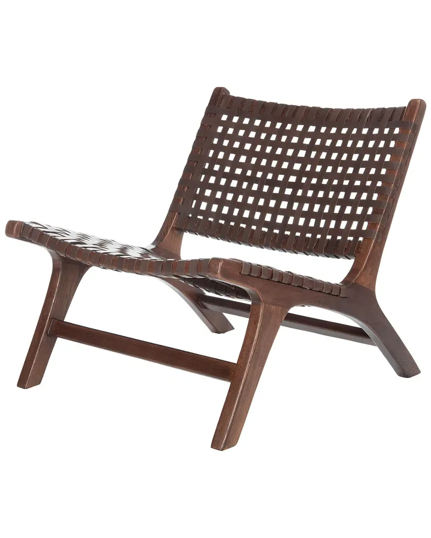 Luna Leather Woven Accent Chair - Brown