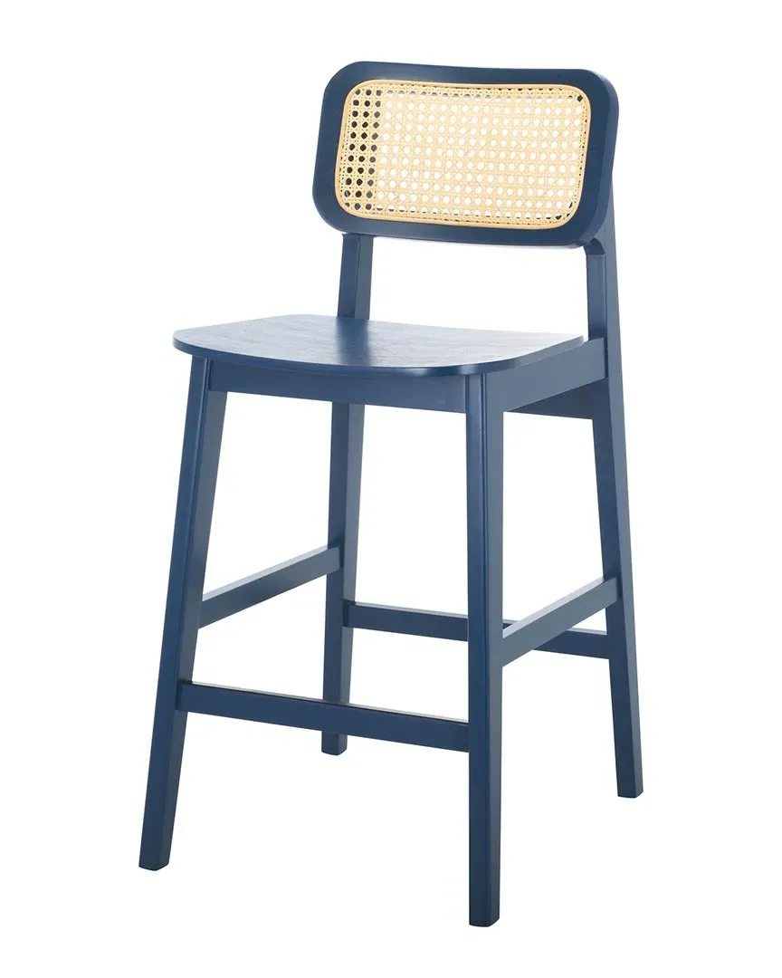 Luz Cane Counter Stool - Navy, Wood