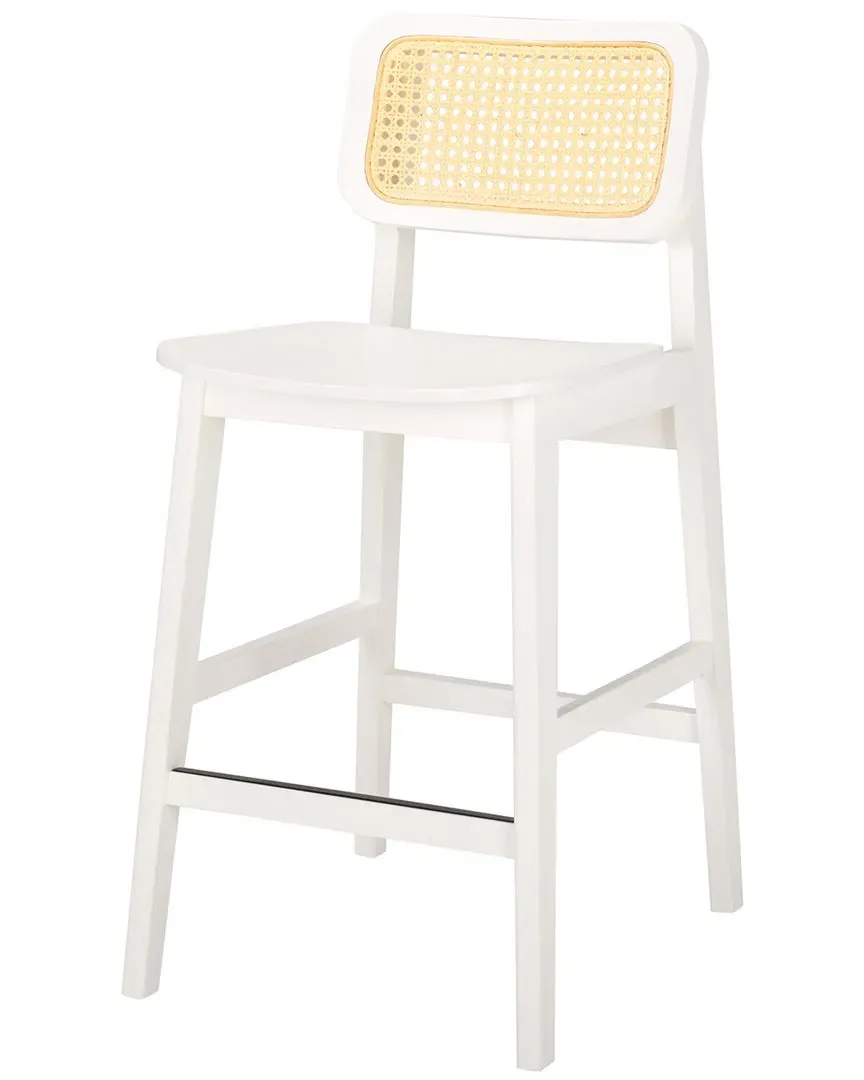 Luz Cane Counter Stool - White, Rattan