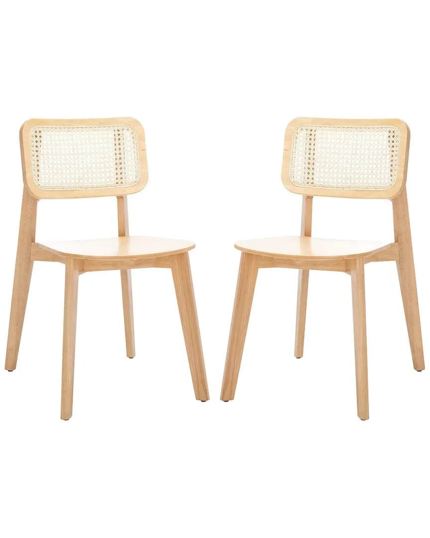 Luz Set of 2 Cane Dining Chairs - Natural, Wood