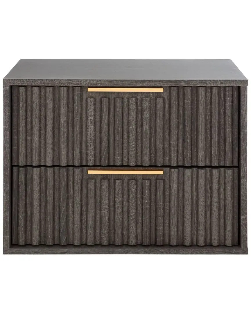 Lylia 2-Drawer Floating Nightstand - Distressed Black, Wood