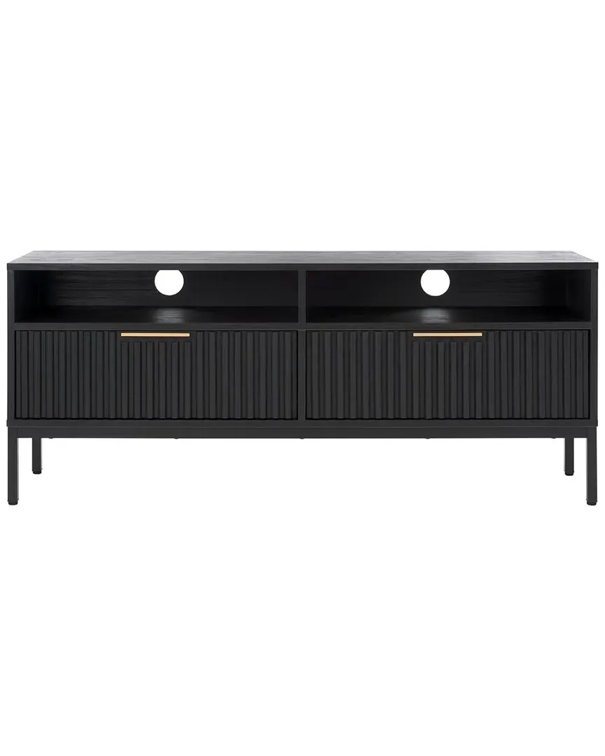 Lylia 2-Drawer Media Stand with Shelves - Black image