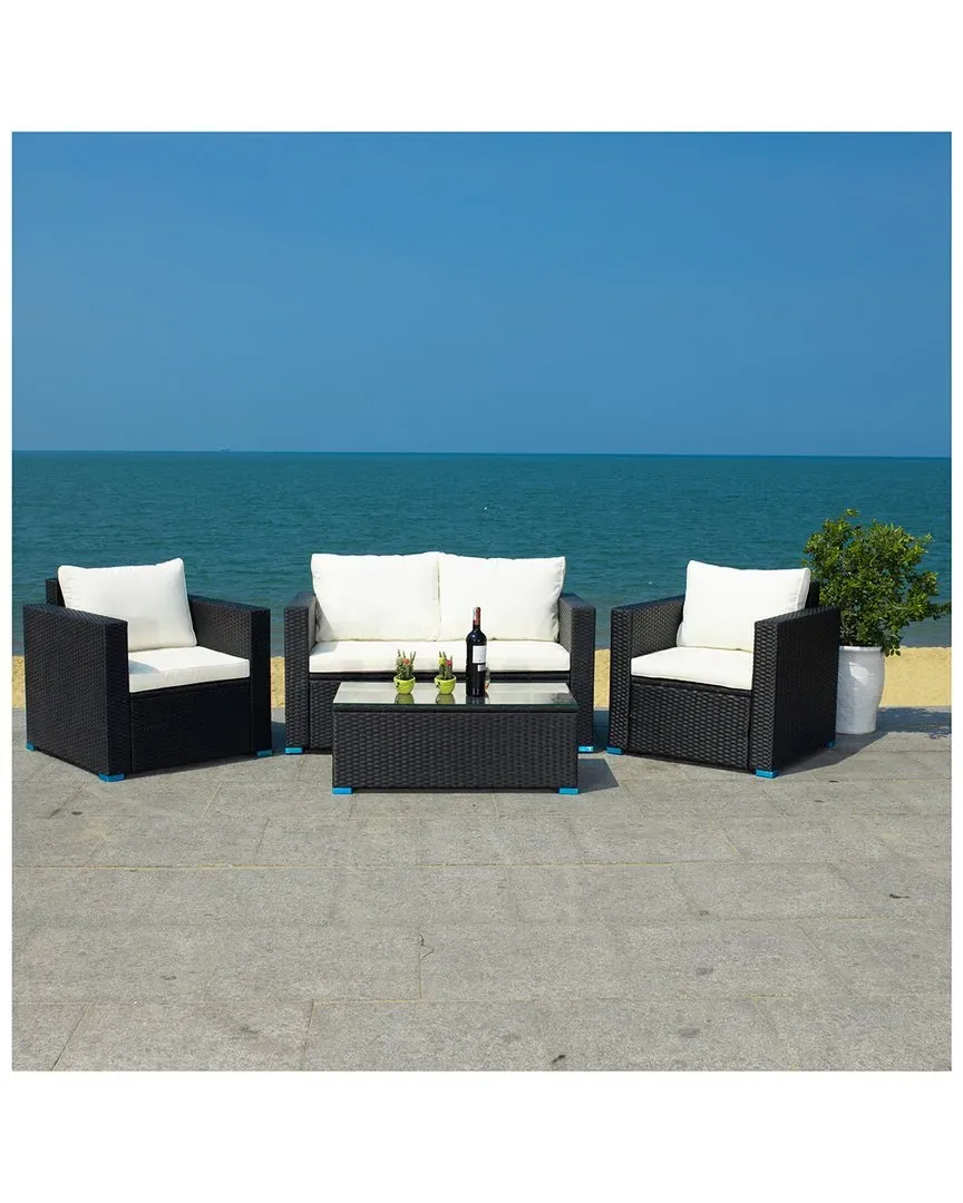 Machie 4-Piece Outdoor Living Set - Black, Wicker