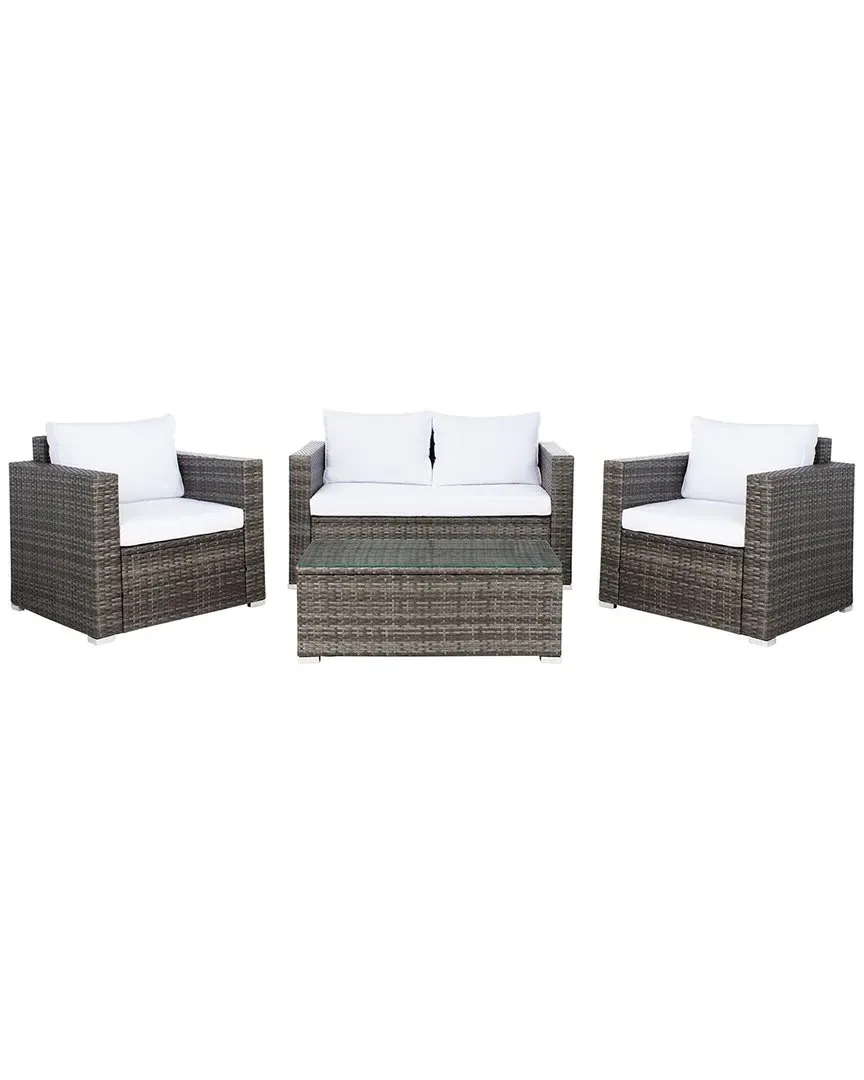 Machie 4-Piece Outdoor Living Set - Grey, Wicker